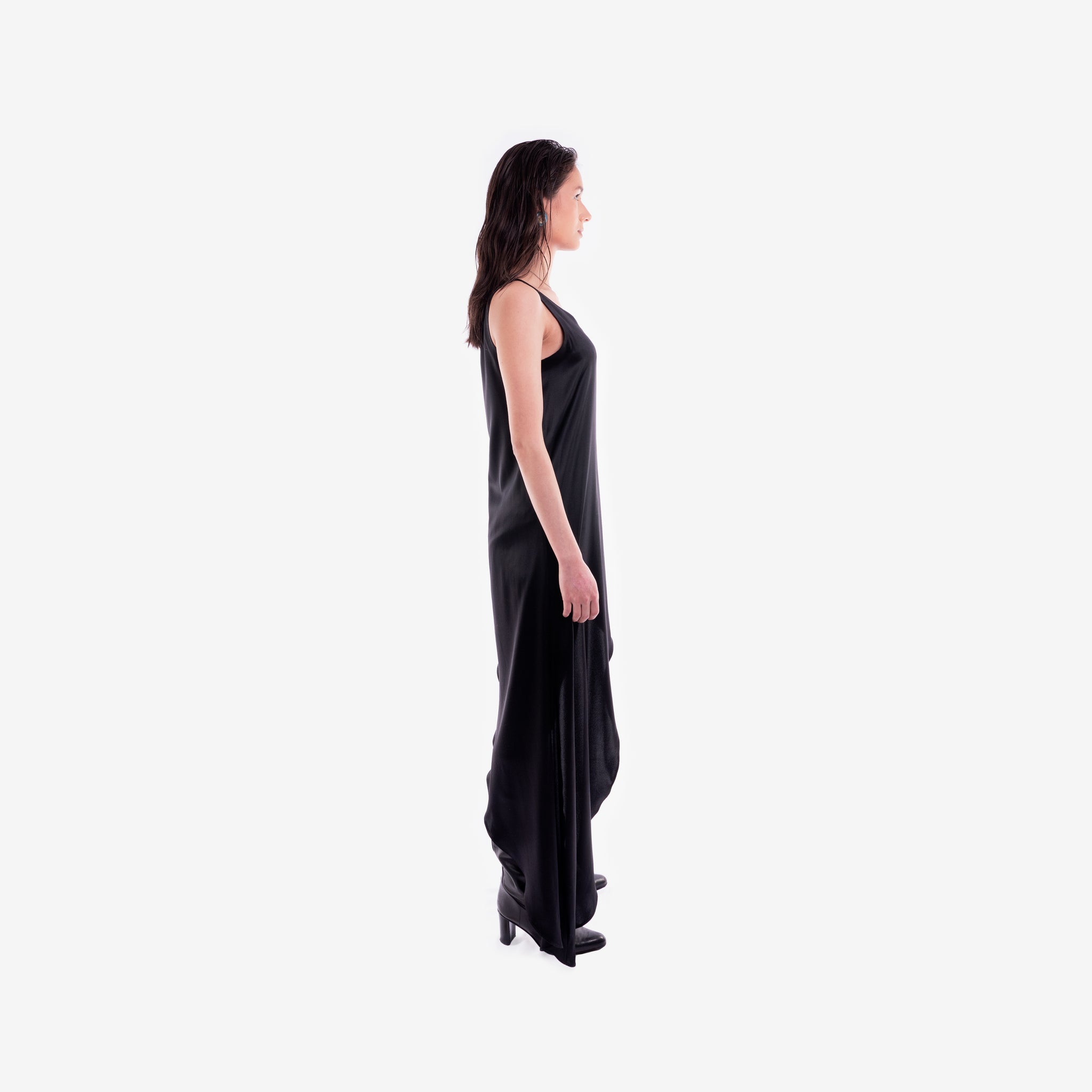 diagonal cut dress JONATHAN SIMKHAI STANDARD Jane Shaping Rib Long Sleeve Diagonal Cut Dress in Marble